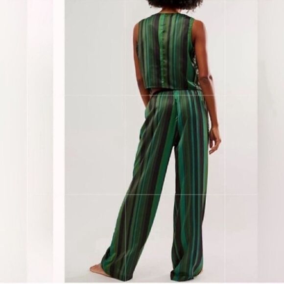 Plush Revolve Striped Green & Black Pants Vest Set(Size Small) - Picture 2 of 8